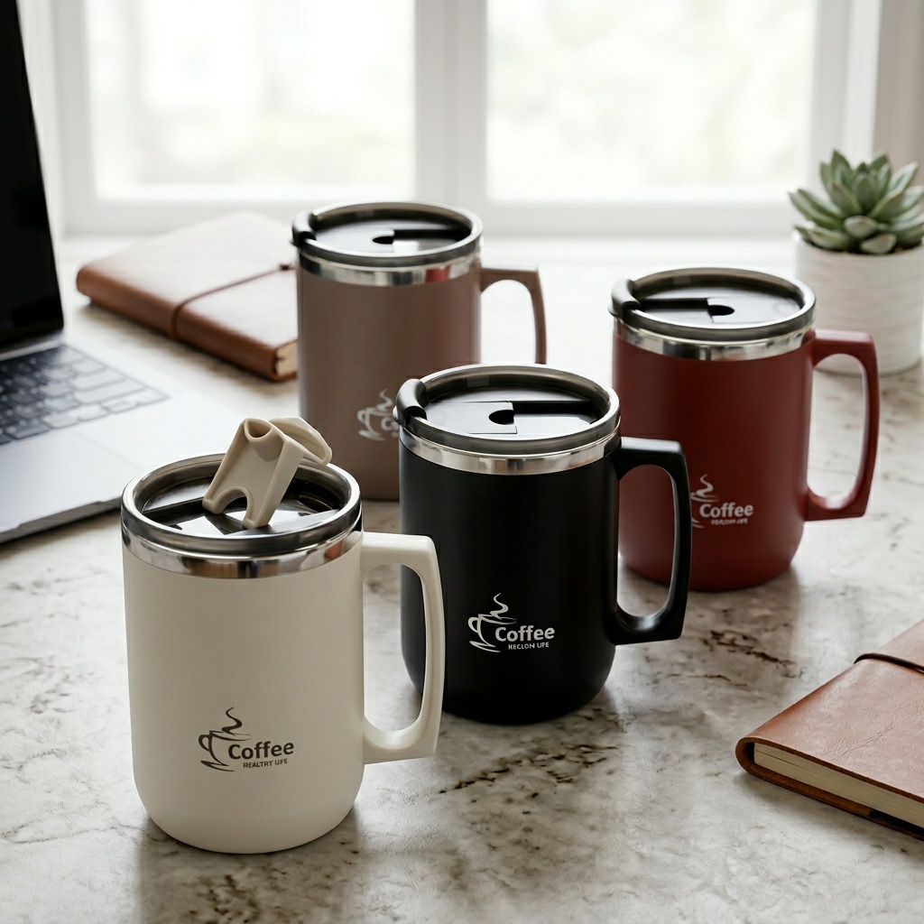 Coffee Tea Tumbler - Reise-Thermobecher mit Griff aus 304 Edelstahl,