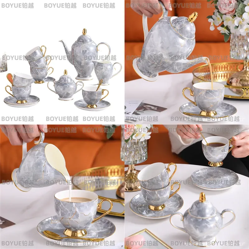 Coffee Tea Gift Set - Luxuriöses Bone China Kaffeetassen- und Untertassen-Set