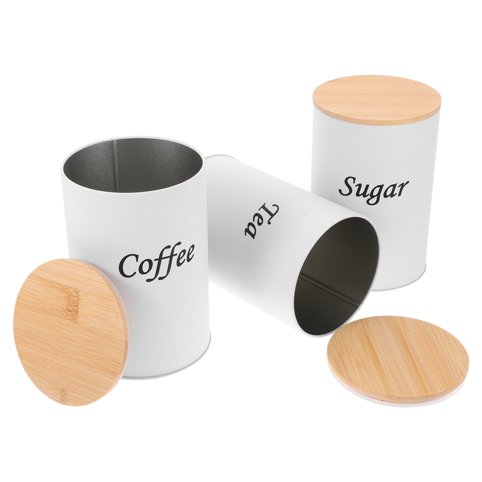 Coffee Tea And Sugar Canisters - 3-teiliges Luftdichtes Rundes Vorratsdosen-Set mit Verzinktem