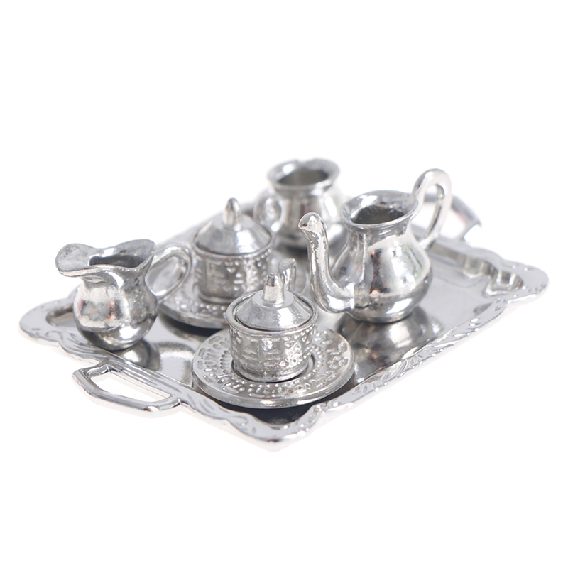 Coffee Tea Gift Set - 10 teile/satz 1/12 Puppenhaus Miniatur Silber