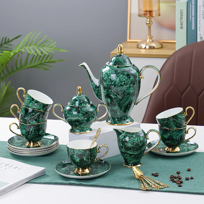 Coffee Tea Green - Bone China Teekanne Drink Grün Gold