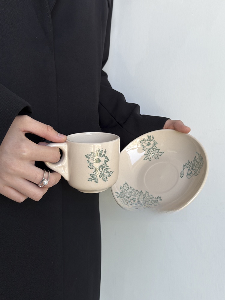 Coffee Tea Green - Limitierte Auflage Vintage Frühlingsgrüne Blatt-Keramik-Kaffeetasse Nachmittagstee-Wassertasse