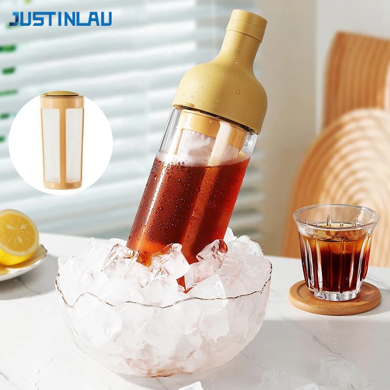 Coffee Tea Pot - JUSTINLAU 1L Kaltbrüh-Kaffeekanne Früchtetee-Brühkanne mit Filtersieb