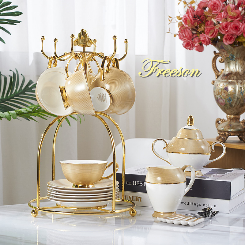 Coffee Tea And Sugar Set - Luxus Gold Knochen China Kaffee Set