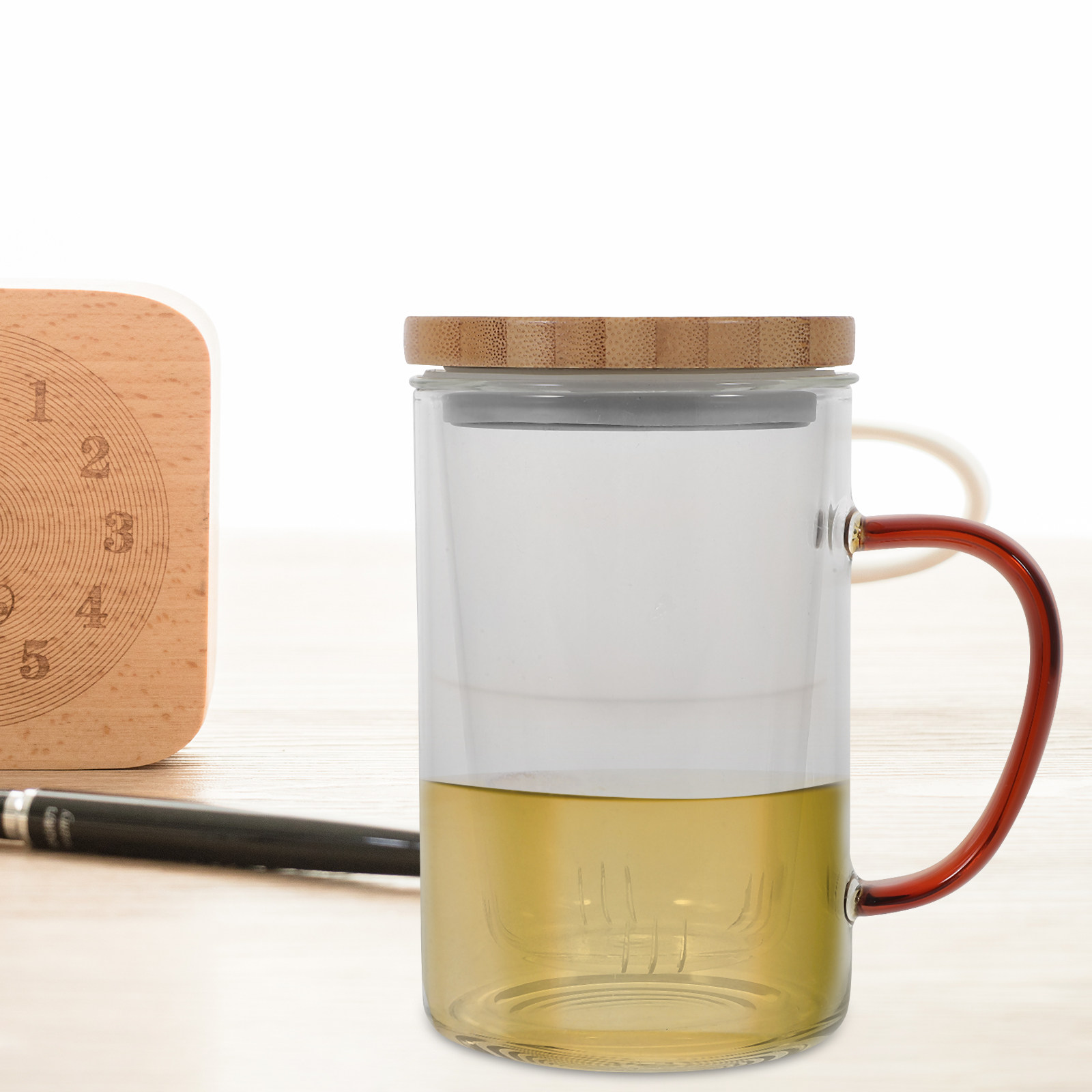 Coffee Tea Green - 450ml Glas-Teetasse mit integriertem Filter für