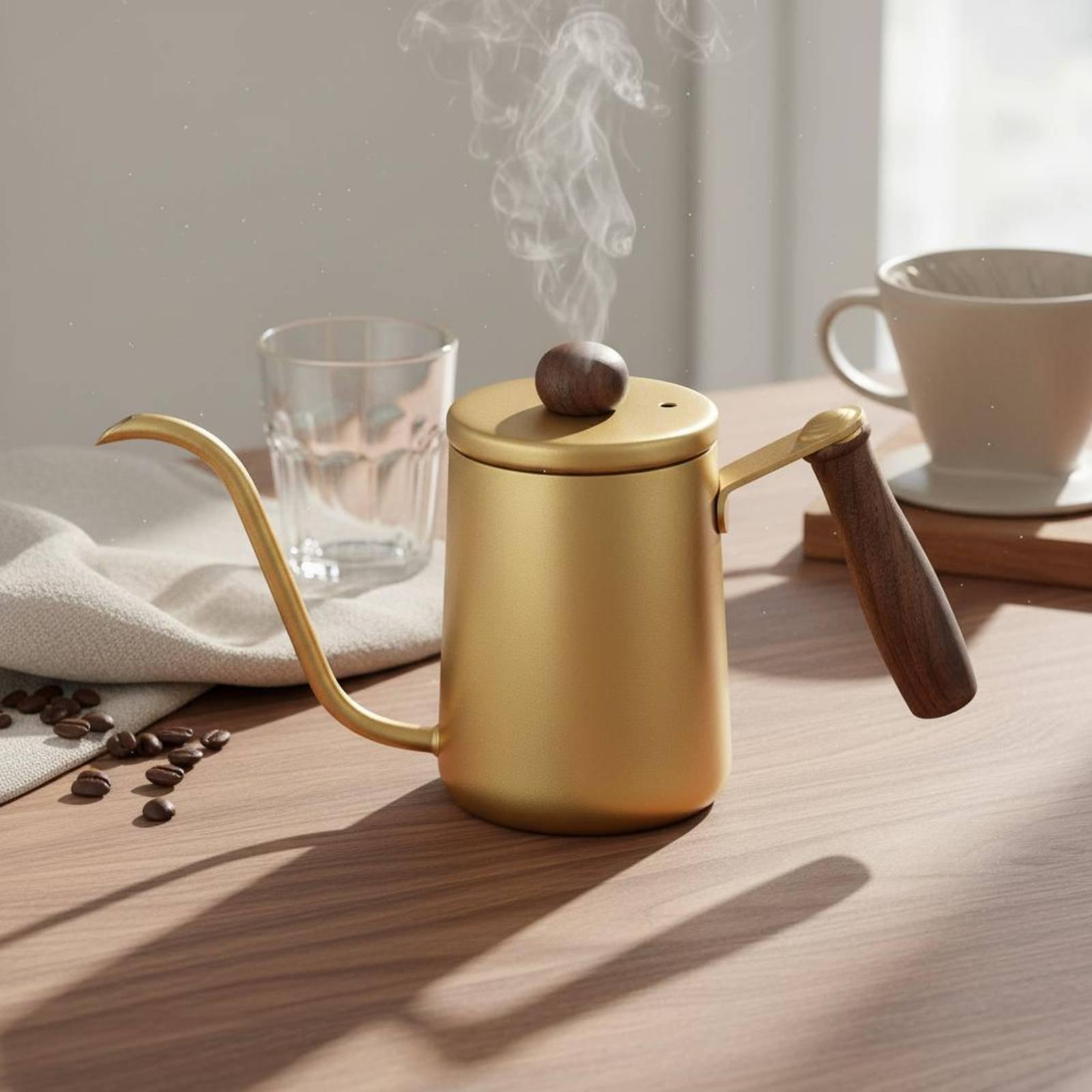 Coffee Tea Pot - Japanischer Kaffeekessel mit Holzgriff, hitzebeständiger Aufgießtopf