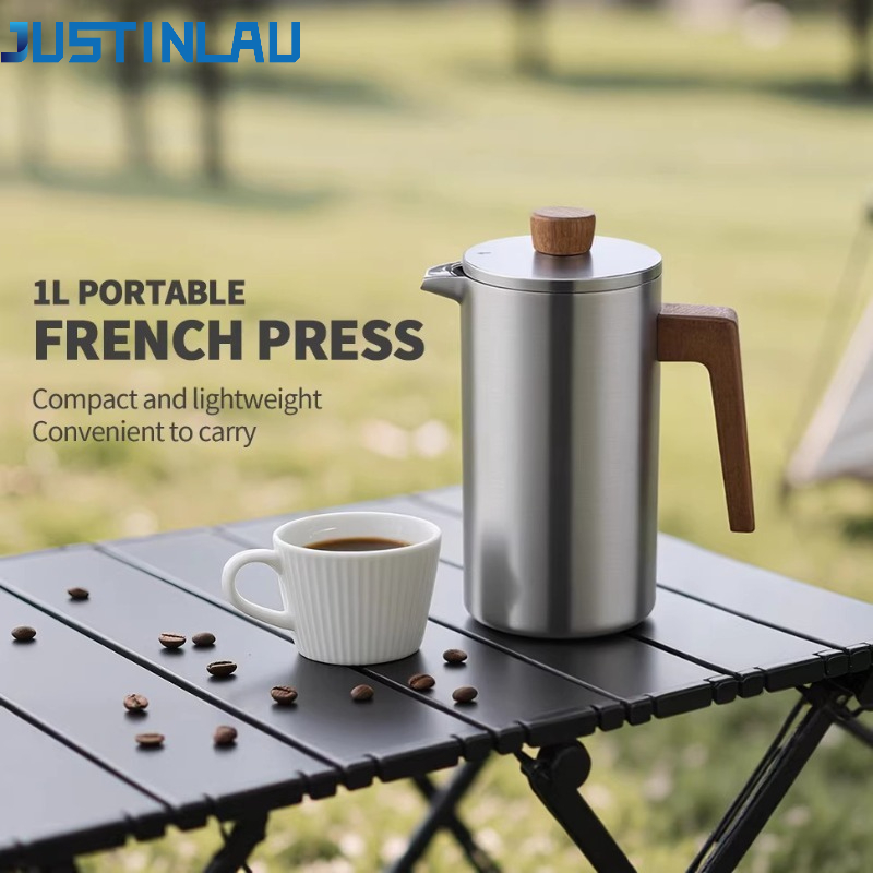 Coffee Tea Pot - JUSTINLAU 1000ml Edelstahl French Press Kanne
