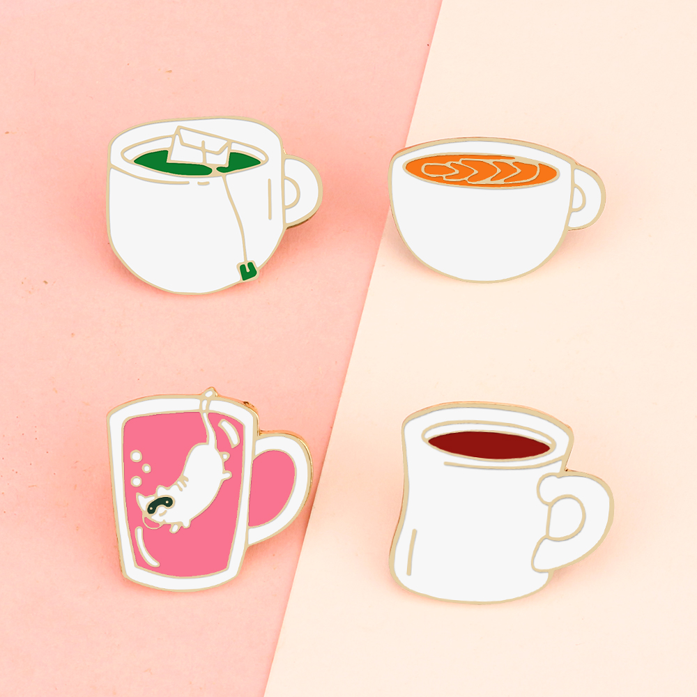 Coffee Tea Green - 4 Stil Getränk Emaille Pins kreative