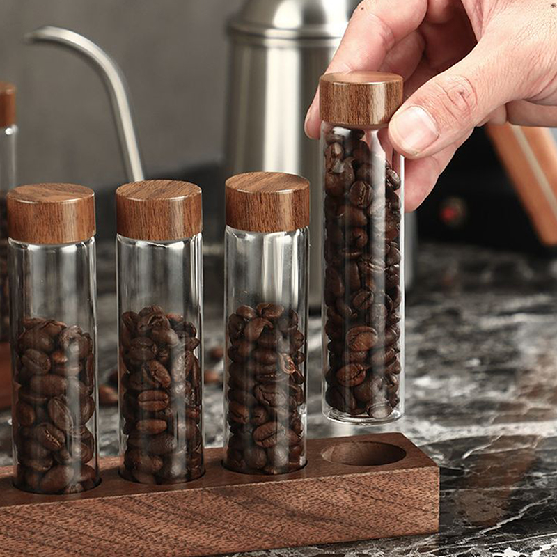 Coffee Tea Tumbler - 1pc 50ml Kaffeebohnen glasröhre mit Holzwerk