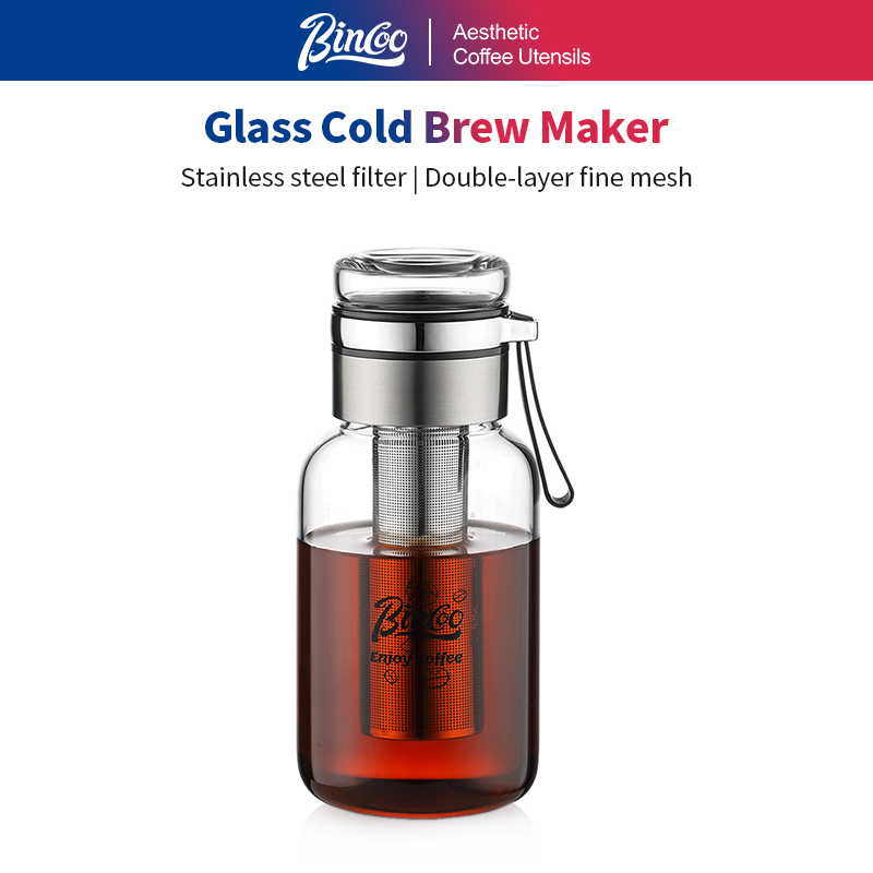 Coffee Tea Jug - Bincoo Kaltbrüh-Kaffeemaschine Eiskaffee-Zubereiter mit Edelstahl-Langzeit-Tee-Infuser Luftdichter