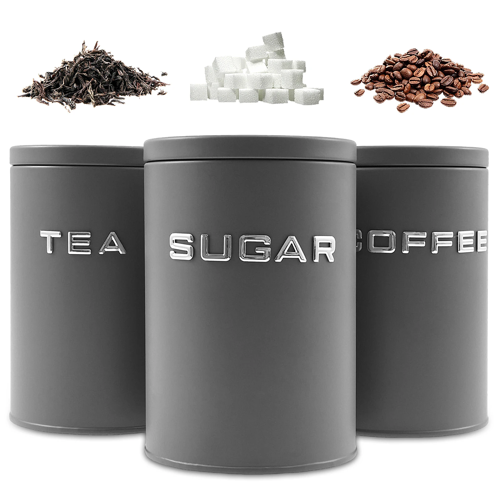 Coffee Tea And Sugar Canisters - 3-teiliges Glas für Tee, Kaffee, Zucker,