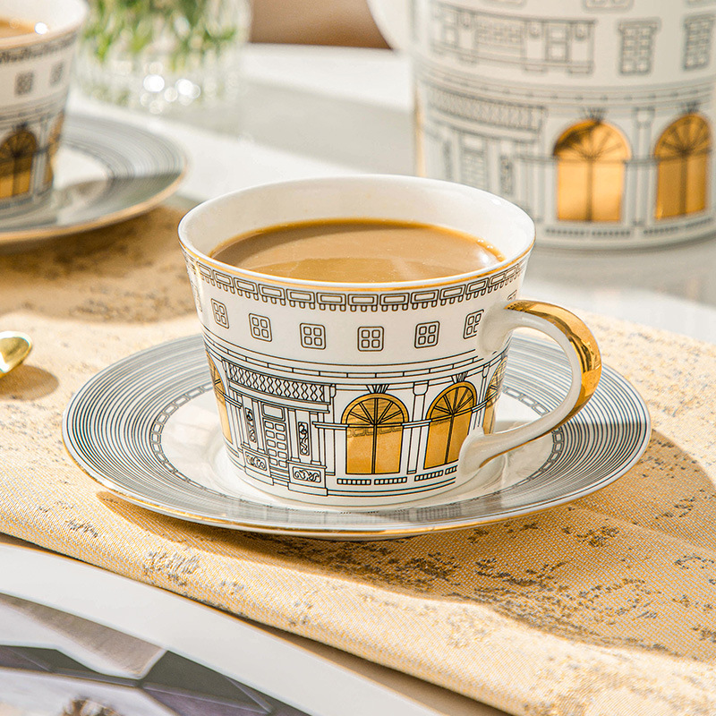 Coffee Tea And Sugar Set - Architekturbecher und Untertasse, Kaffeetasse, europäischer Luxus,