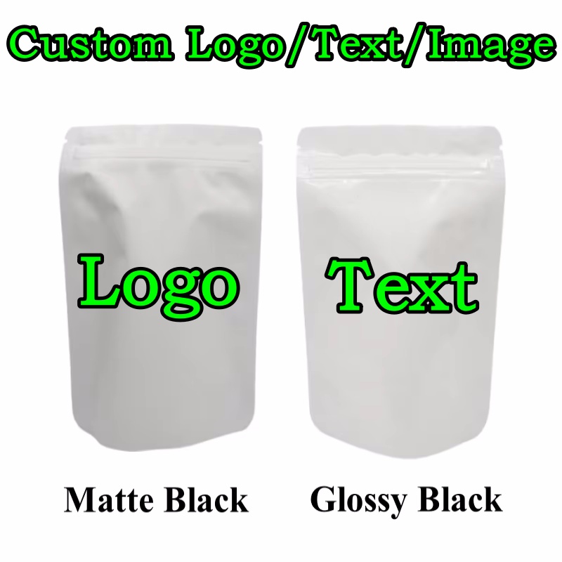 Coffee Tea Logo - 100 Stück Standbeutel aus matter/glänzender weißer