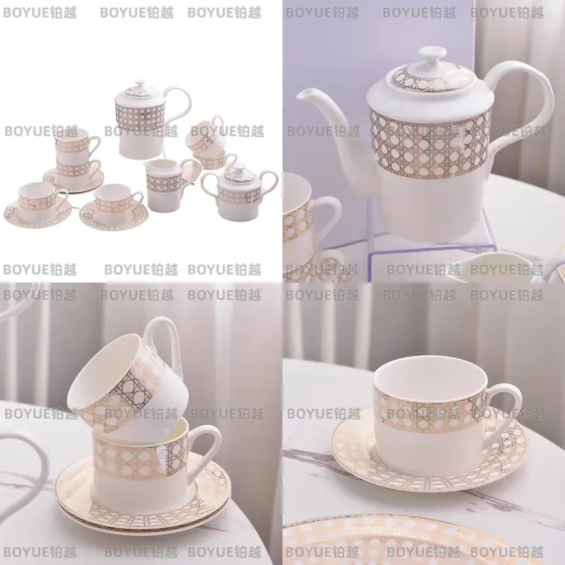 Coffee Tea Gift Set - Luxuriöses Bone China Kaffeetassen-Set im Schlichten