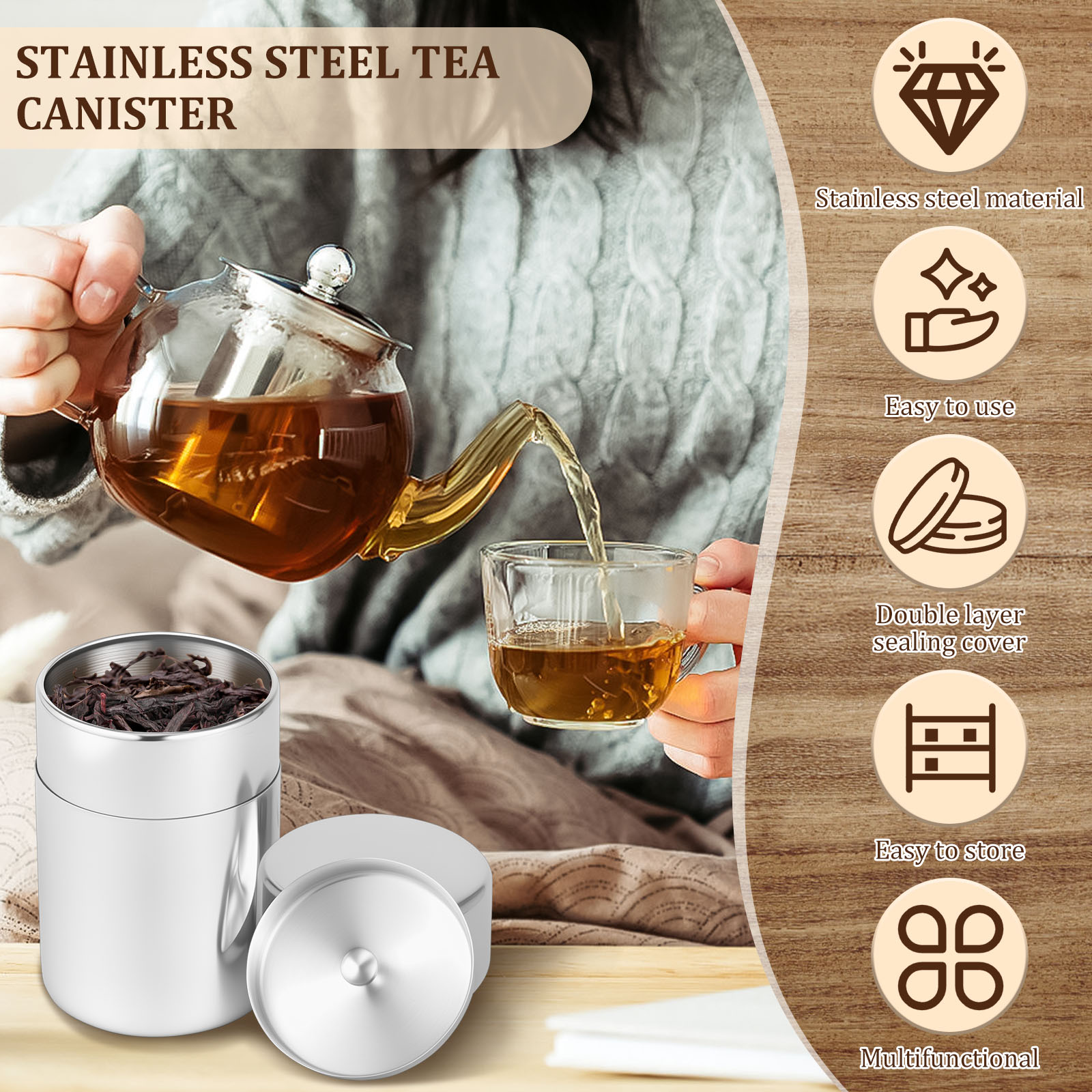 Edelstahl Tee Blatt Dosen Kani – Coffee Tea And Sugar Canisters Bewertung und Preis